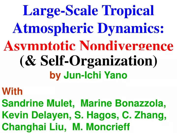 large scale tropical atmospheric dynamics