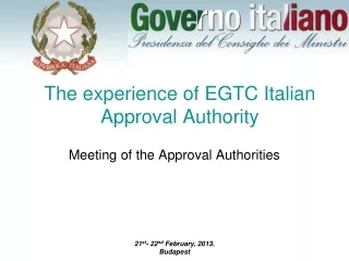 The experience of EGTC Italian Approval Authority