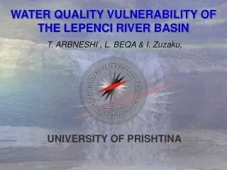 WATER QUALITY VULNERABILITY OF THE LEPENCI RIVER BASIN