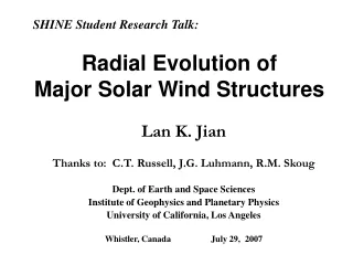 Radial Evolution of  Major Solar Wind Structures