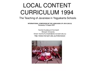 LOCAL CONTENT CURRICULUM 1994