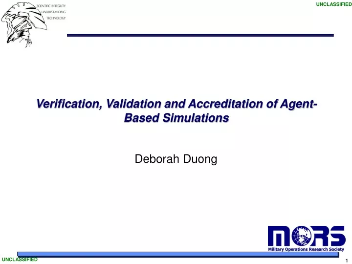 verification validation and accreditation of agent based simulations