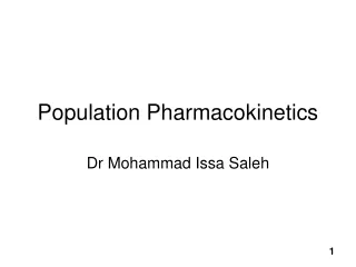 Population Pharmacokinetics