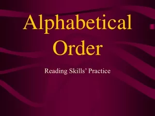 Alphabetical Order