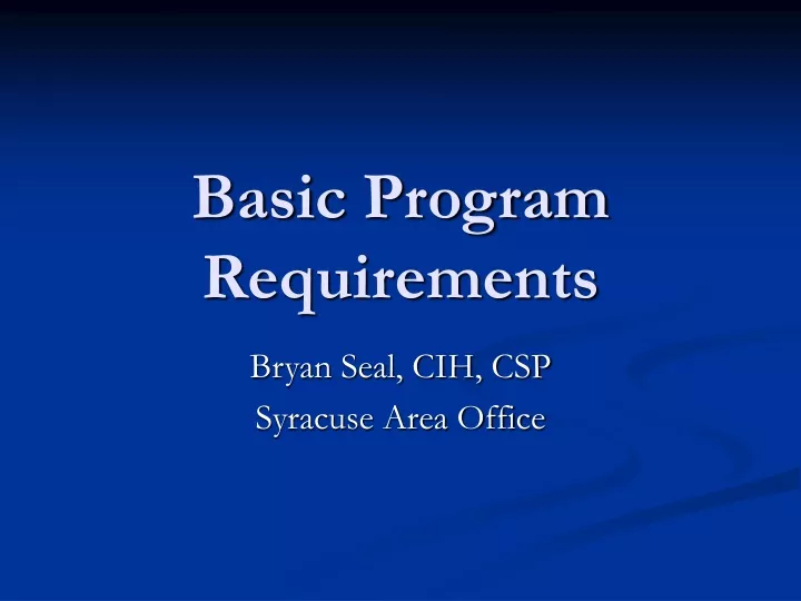 basic program requirements