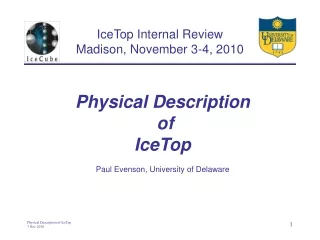 IceTop Internal Review         Madison, November 3-4, 2010