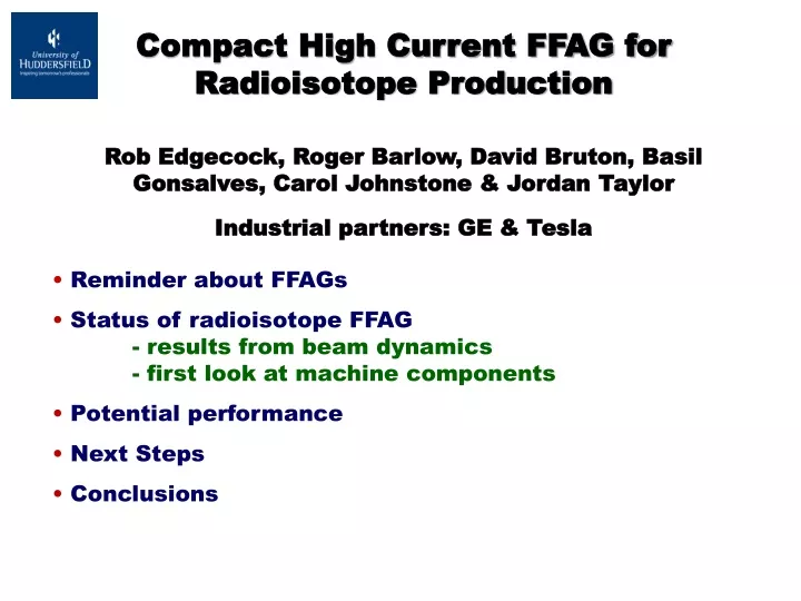 compact high current ffag for radioisotope