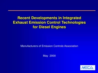 Recent Developments in Integrated Exhaust Emission Control Technologies for Diesel Engines