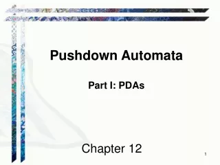 Pushdown Automata Part I: PDAs