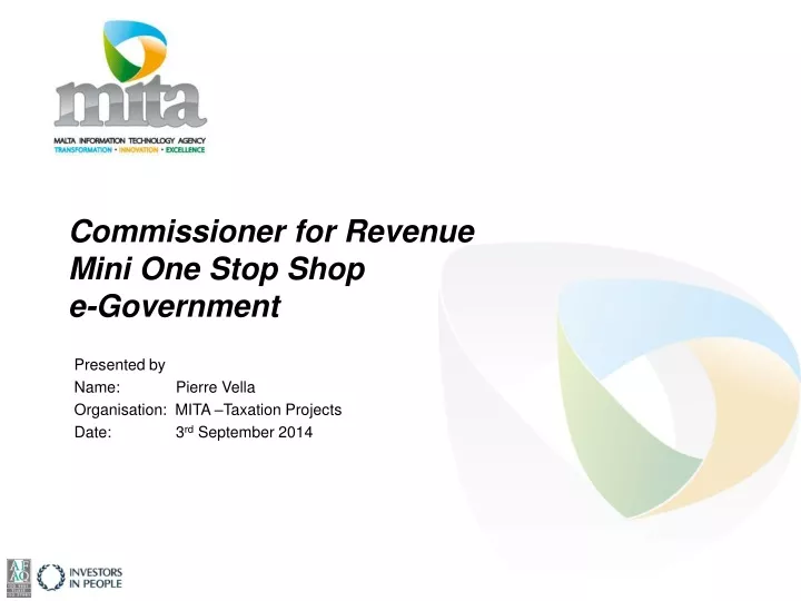 commissioner for revenue mini one stop shop e government