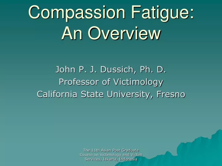 compassion fatigue an overview