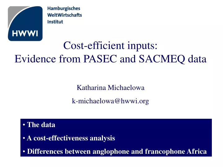 cost efficient inputs evidence from pasec