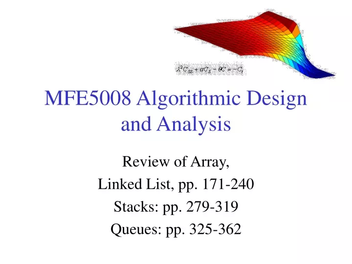 mfe5008 algorithmic design and analysis