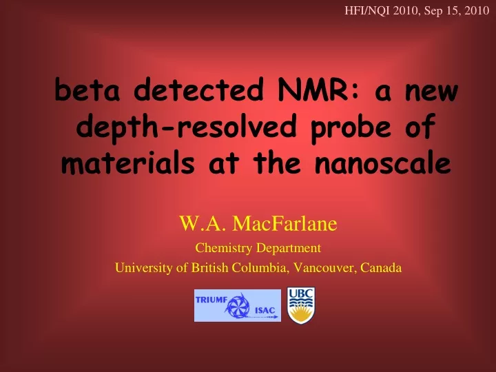 beta detected nmr a new depth resolved probe of materials at the nanoscale