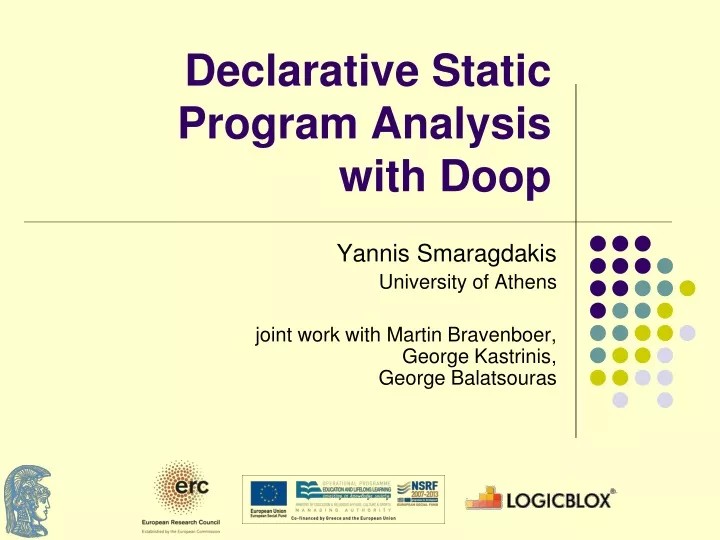 declarative static program analysis with doop