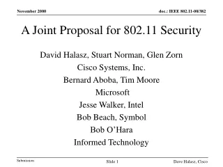 A Joint Proposal for 802.11 Security