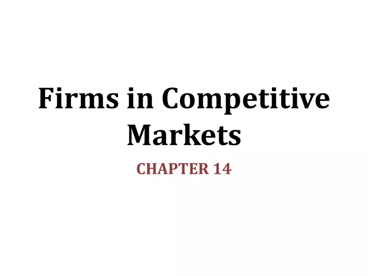 firms in competitive markets