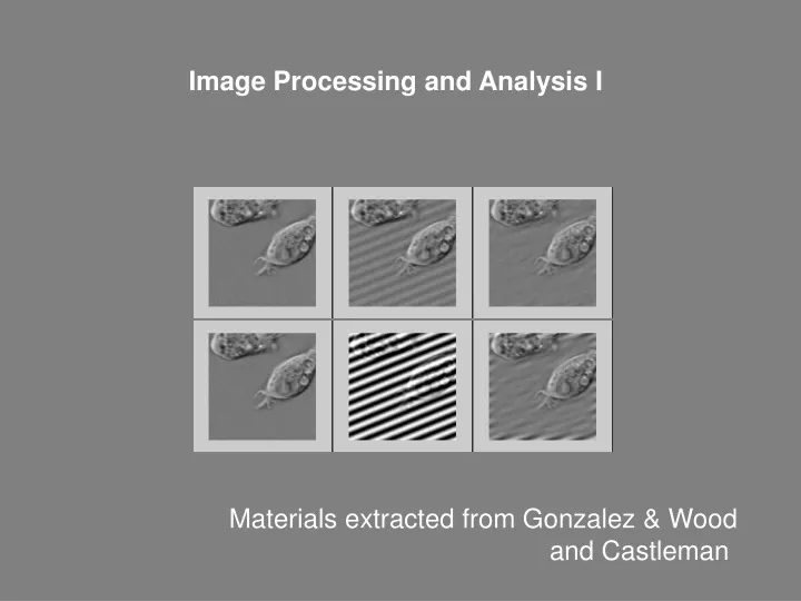 image processing and analysis i