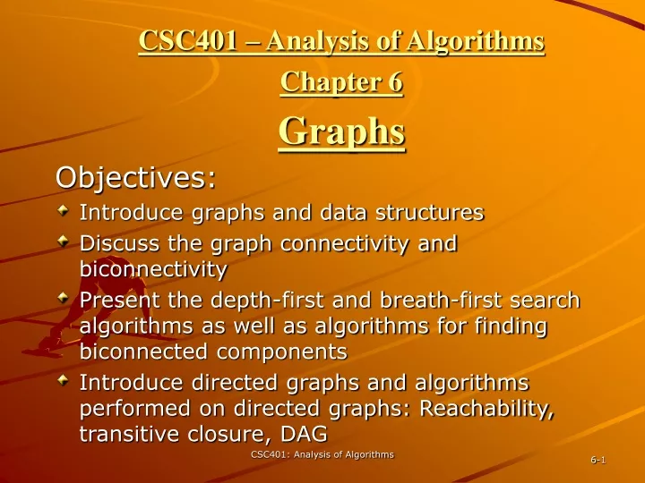 csc401 analysis of algorithms chapter 6 graphs