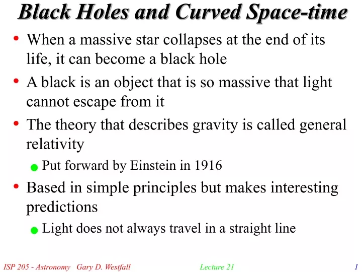 black holes and curved space time