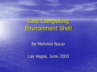 Grid Computing  Environment Shell