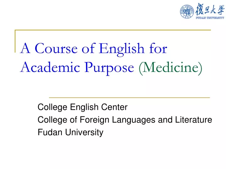 a course of english for academic purpose medicine