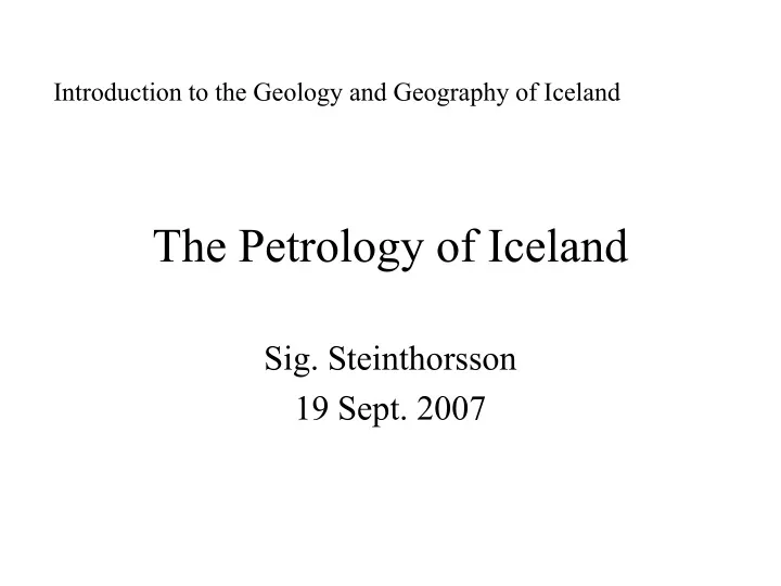 the petrology of iceland