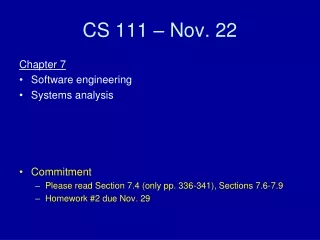 CS 111 – Nov. 22