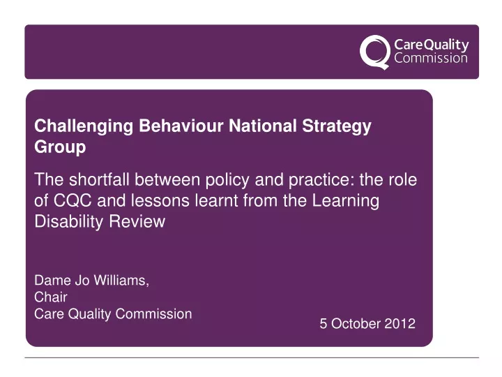 challenging behaviour national strategy group