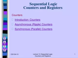 Sequential Logic  Counters and Registers