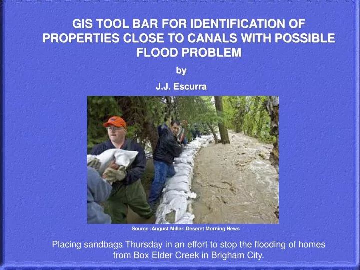 gis tool bar for identification of properties close to canals with possible flood problem