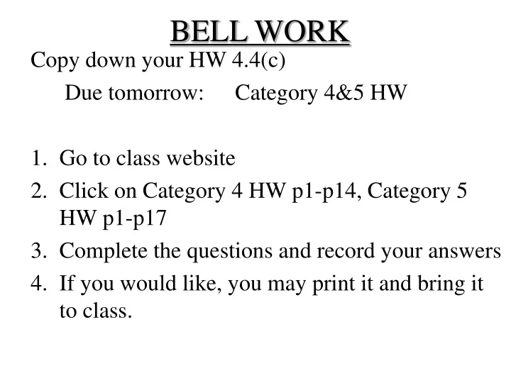 bell work