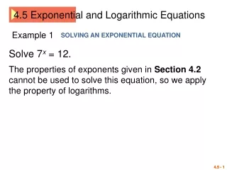 4.5 Exponential and Logarithmic Equations