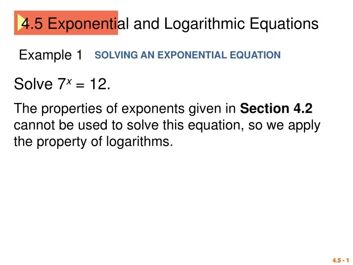 4 5 exponential and logarithmic equations