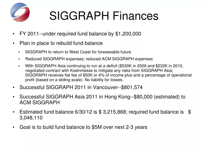 siggraph finances