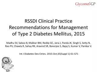 RSSDI Clinical Practice Recommendations for Management of Type 2 Diabetes Mellitus, 2015