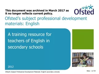 Ofsted’s subject professional development materials: English