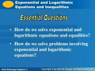 Exponential and Logarithmic Equations and Inequalities