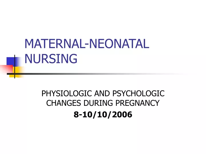 maternal neonatal nursing