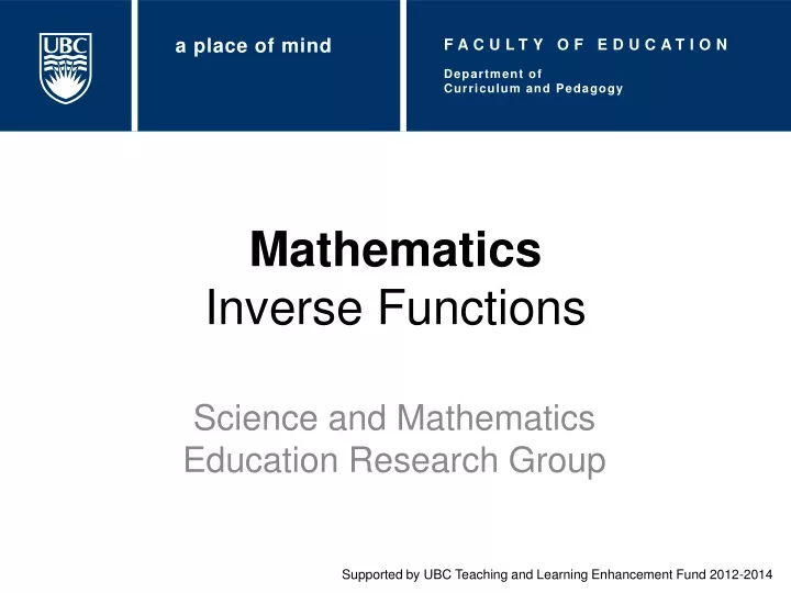 mathematics inverse functions