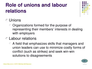 Role of unions and  labour  relations