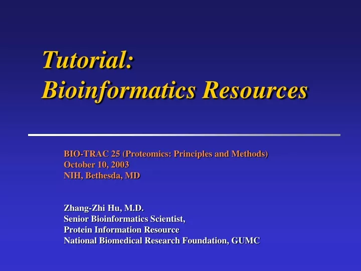 tutorial bioinformatics resources