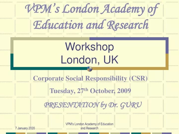workshop london uk