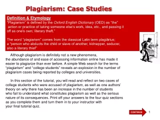 Plagiarism: Case Studies