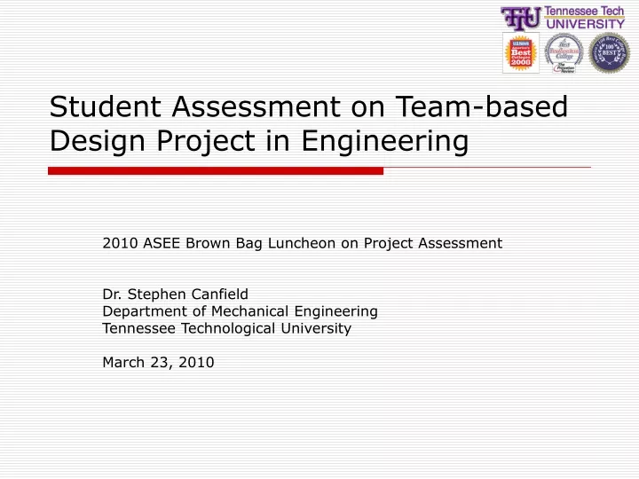 student assessment on team based design project in engineering