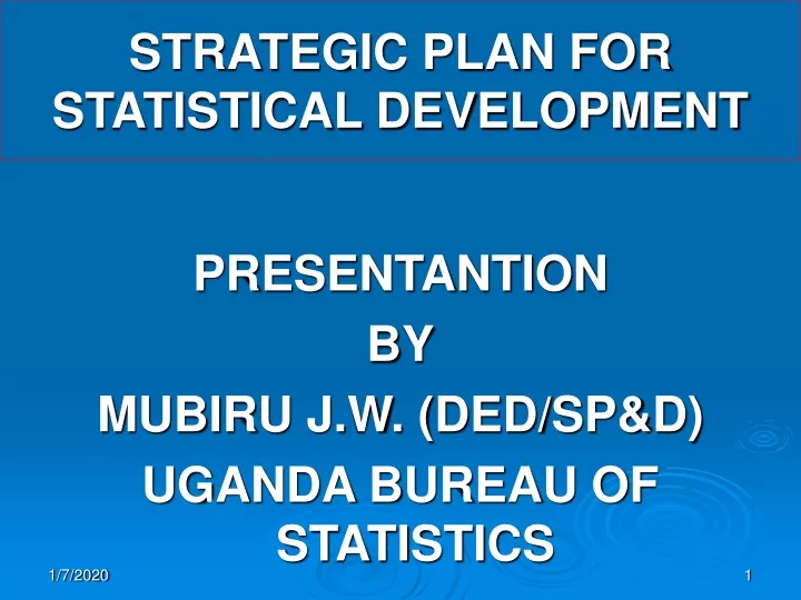 strategic plan for statistical development