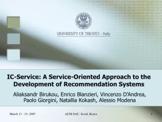 IC-Service: A Service-Oriented Approach to the Development of Recommendation Systems