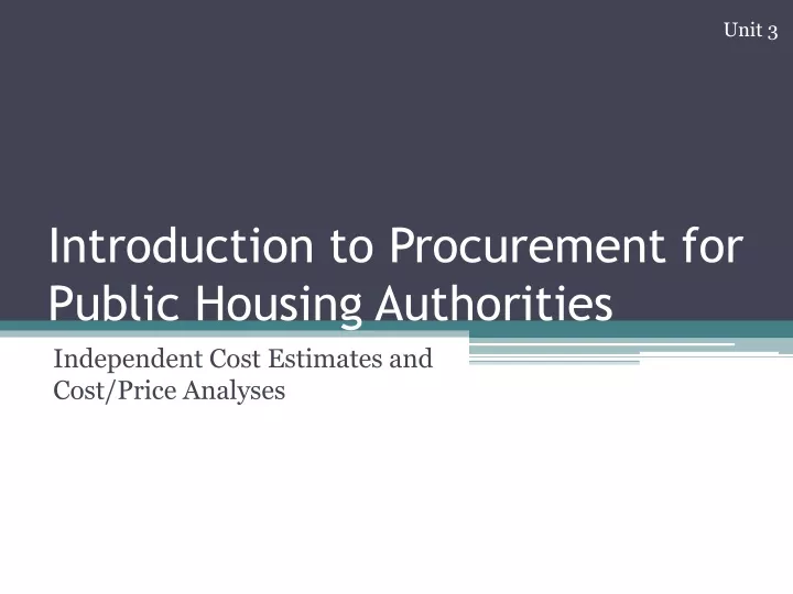 introduction to procurement for public housing authorities
