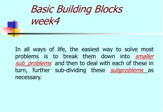 Basic Building Blocks week4