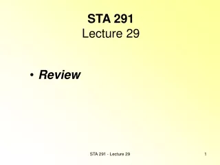 STA 291 Lecture 29
